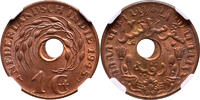 The Netherlands East Indies 1 cent Nederlands Indië 1945S NGC MINT ERROR MS 64 RB -