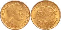 Colombia 5 pesos 1924 Bogota 1924B Colombia PCGS MS 62 Vrijwel st 1,146.83 US$  +  29.11 US$ shipping