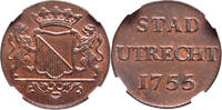 The Netherlands Duit 1755 stad Utrecht 1755 NGC MS 63 RB st 227.04 US$  +  29.11 US$ shipping