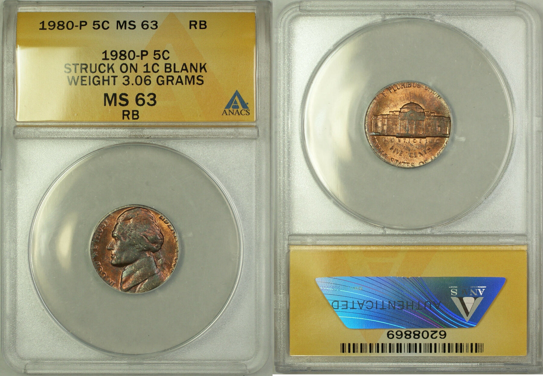 jefferson-nickel-1980-p-5c-anacs-ms-63-rb-struck-1c-penny-blank-error