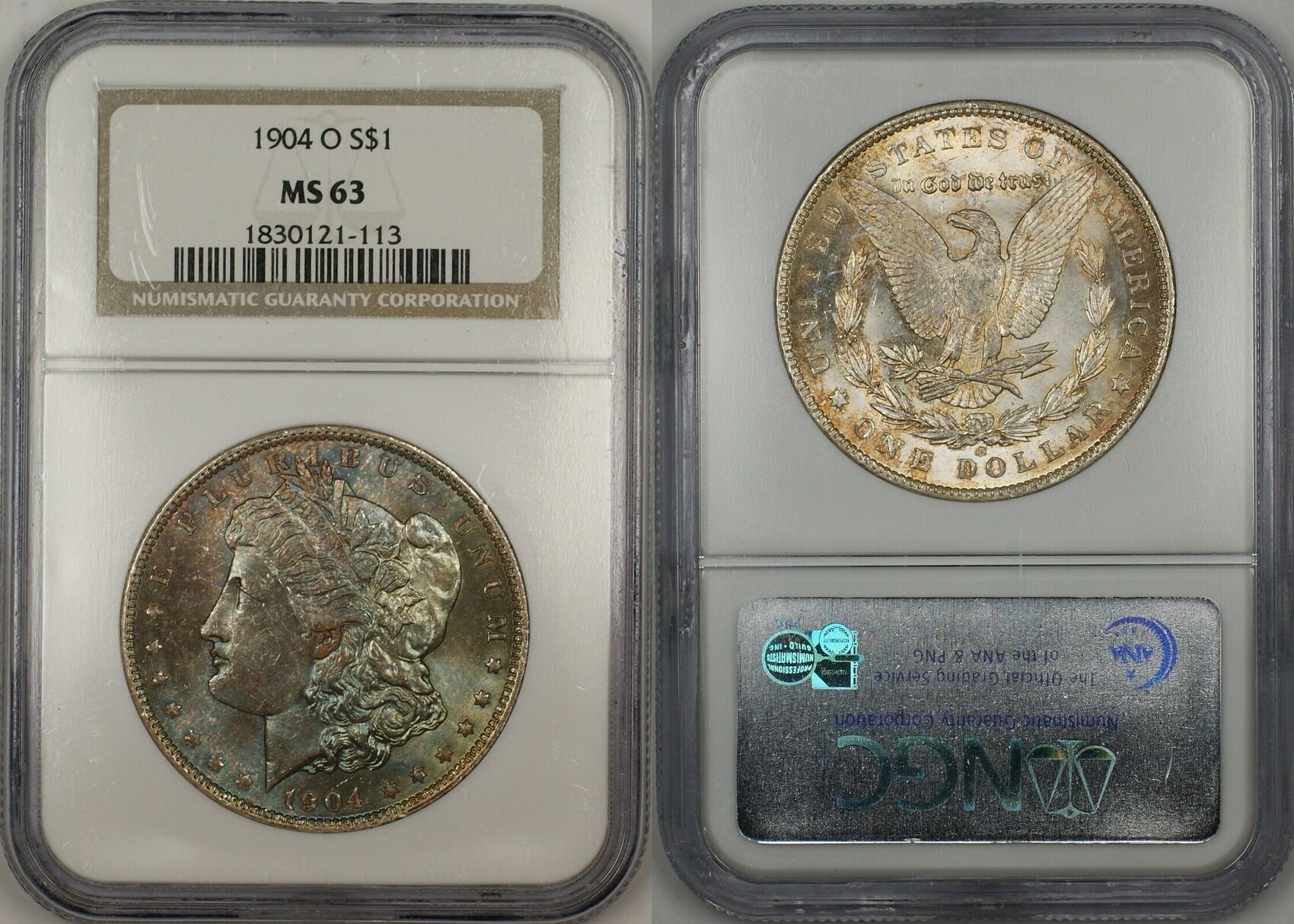 $1 Coin 1904-O Morgan Silver Dollar NGC MS-63 Toned (13d) | MA-Shops