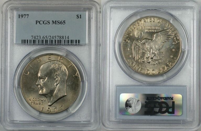 USA 1 Coin 1977 Eisenhower Ike Dollar PCGS MS65 BR 37 O