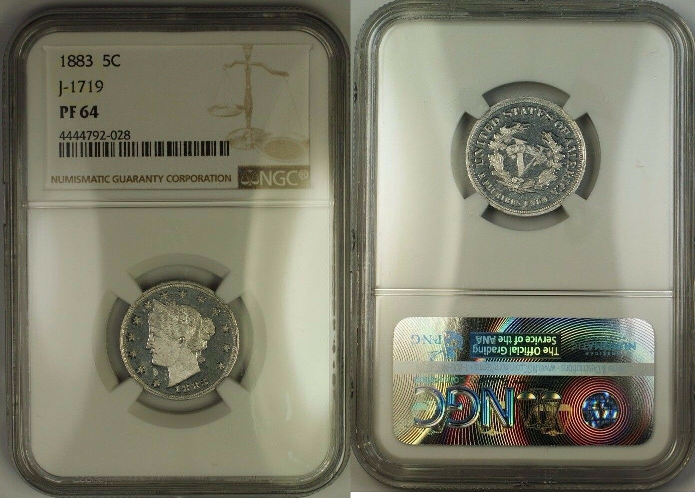 1883 Liberty V Nickel Pattern Proof 5c Coin NGC PF-64 J-1719 Judd WW ...