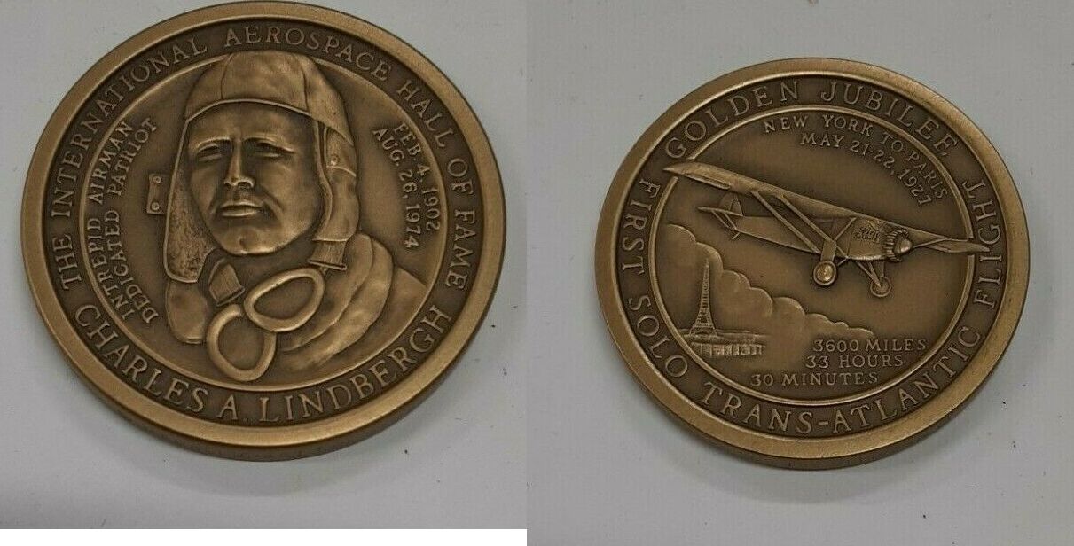 Bronze Lindbergh Trans-Atlantic Flight Golden Jubilee Medal