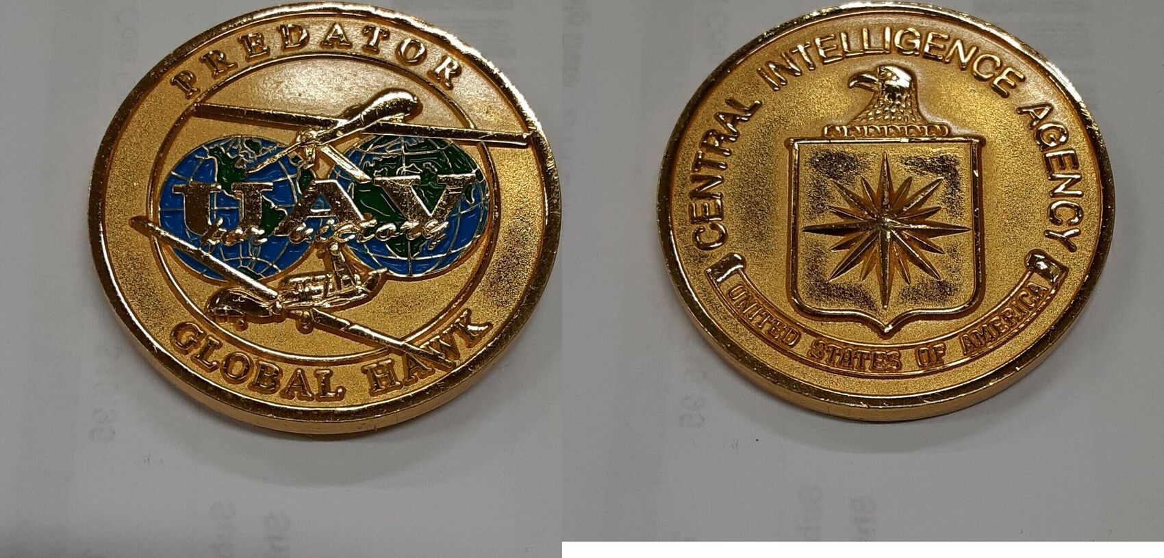 Exonumia Predator Global Hawk UAV C.I.A. Challenge Coin 96 See