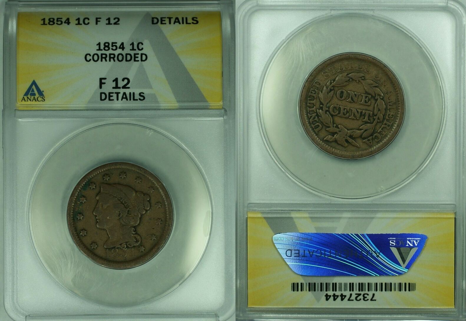 1854 Braided Hair Large Cent 