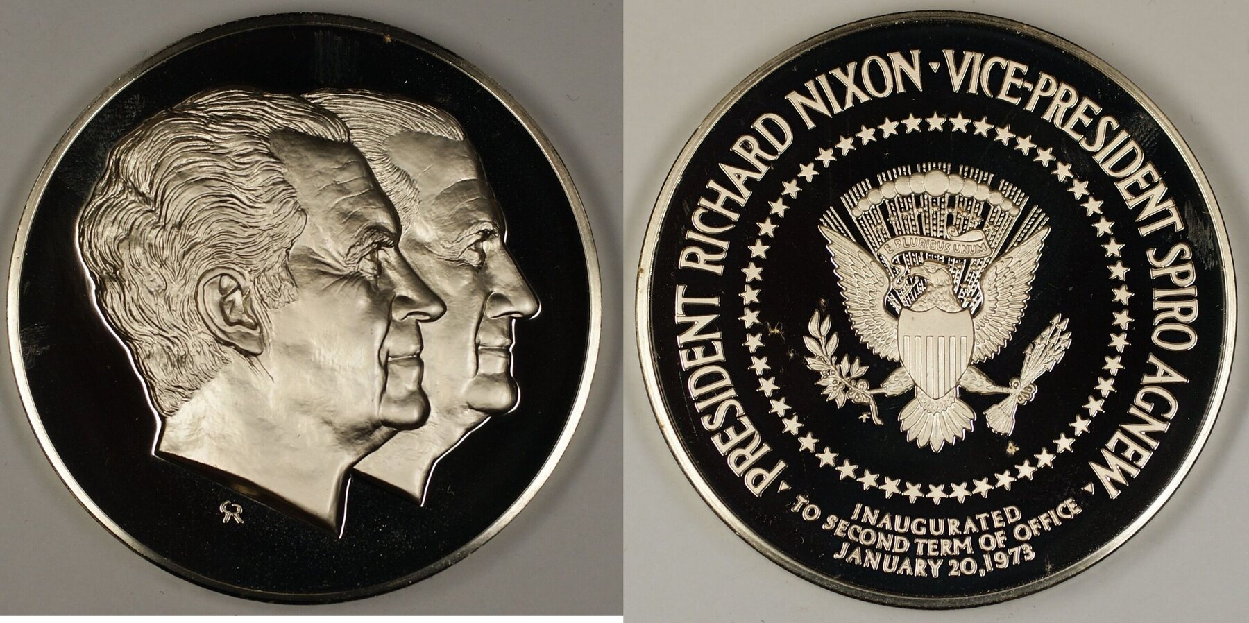 Exonumia Medal 1973 Richard Nixon Spiro Agnew Large Silver