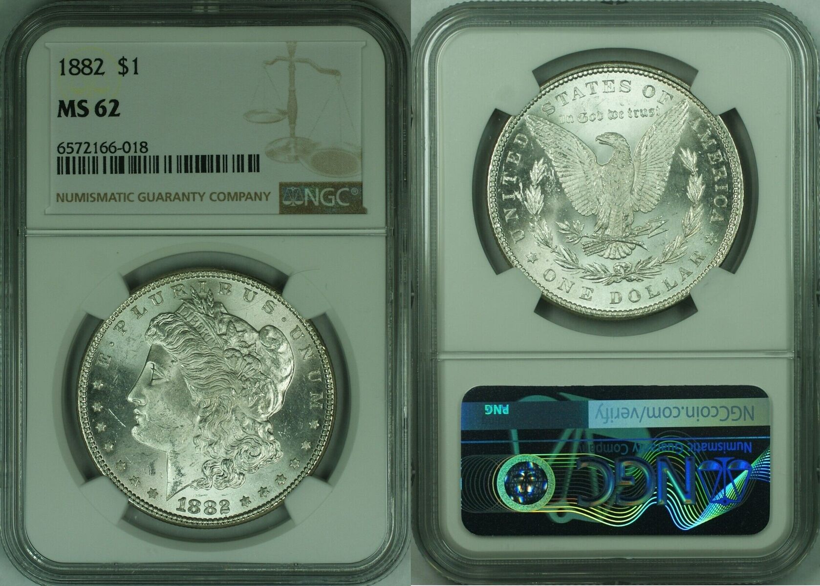 USA Dollar 1882 Morgan Silver 1 NGC MS 62 Better Coin 46A NGC