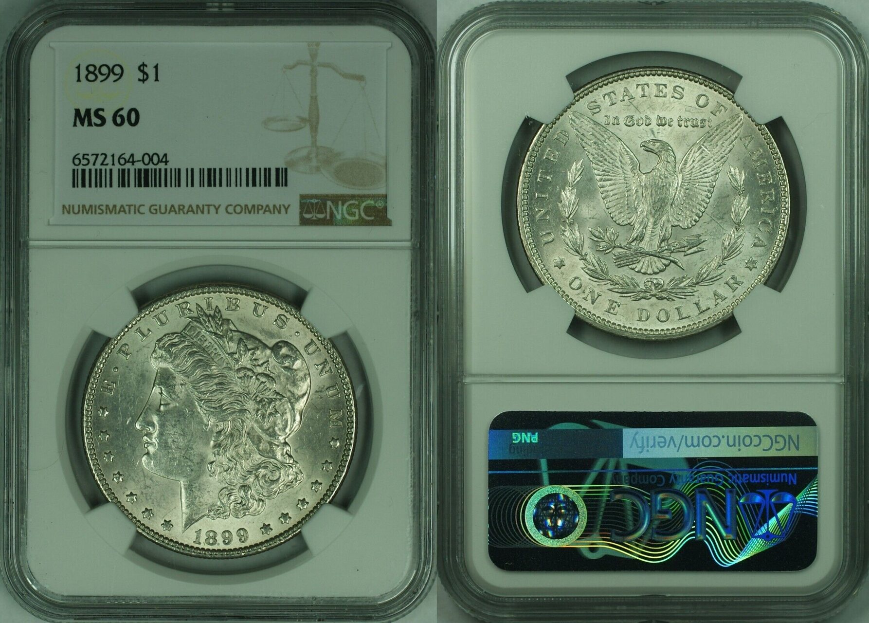 USA Dollar 1899 Morgan Silver 1 NGC MS 60 Better Coin 46 NGC MS