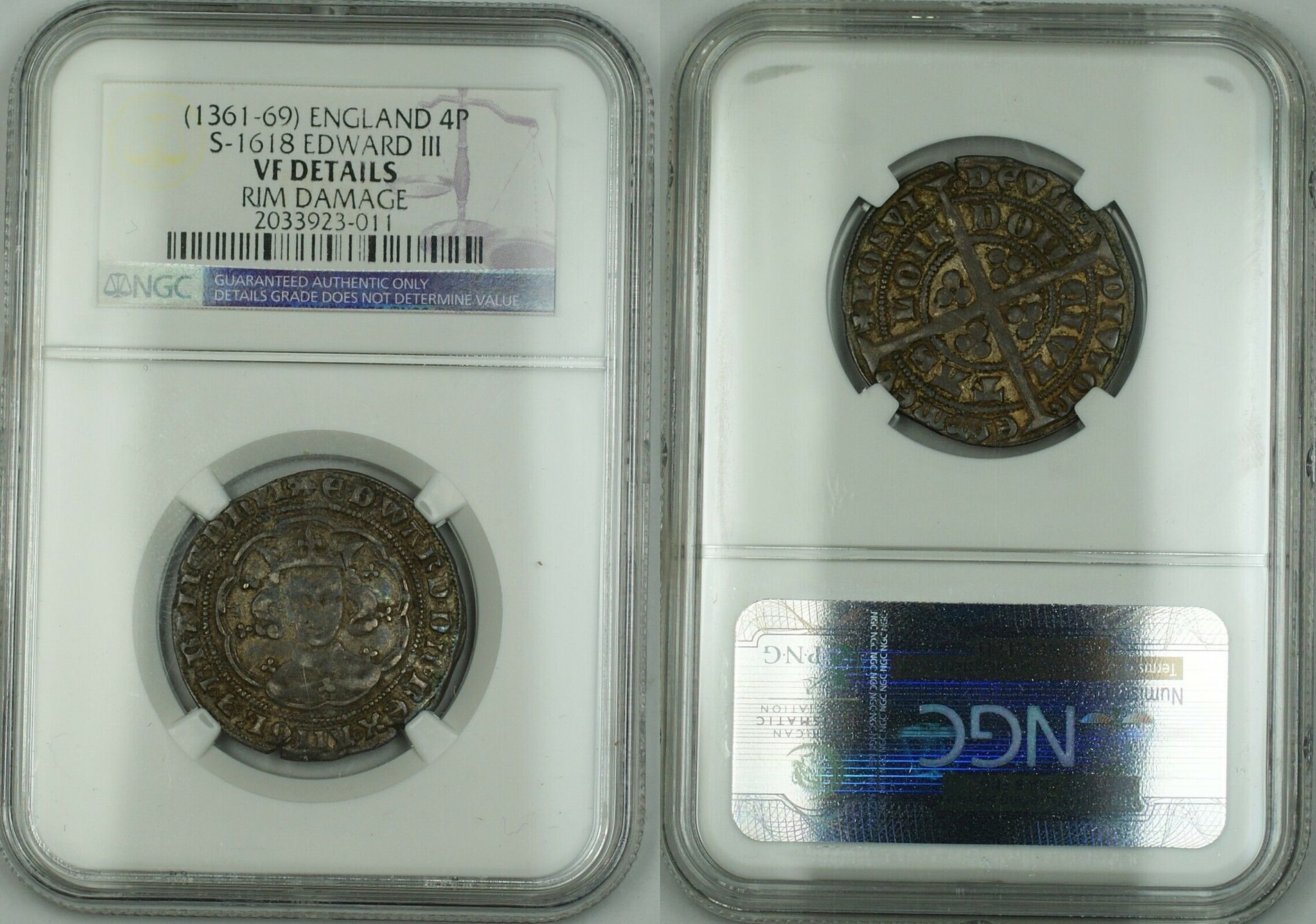 Weltmünzen (1361-69) England Groat 4P Coin S-1618 Edward III NGC VF ...