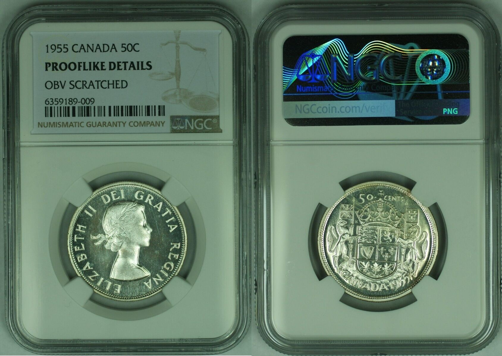 Kanada 50 Cent 1955 Canada Coin NGC Proof like Details Obverse