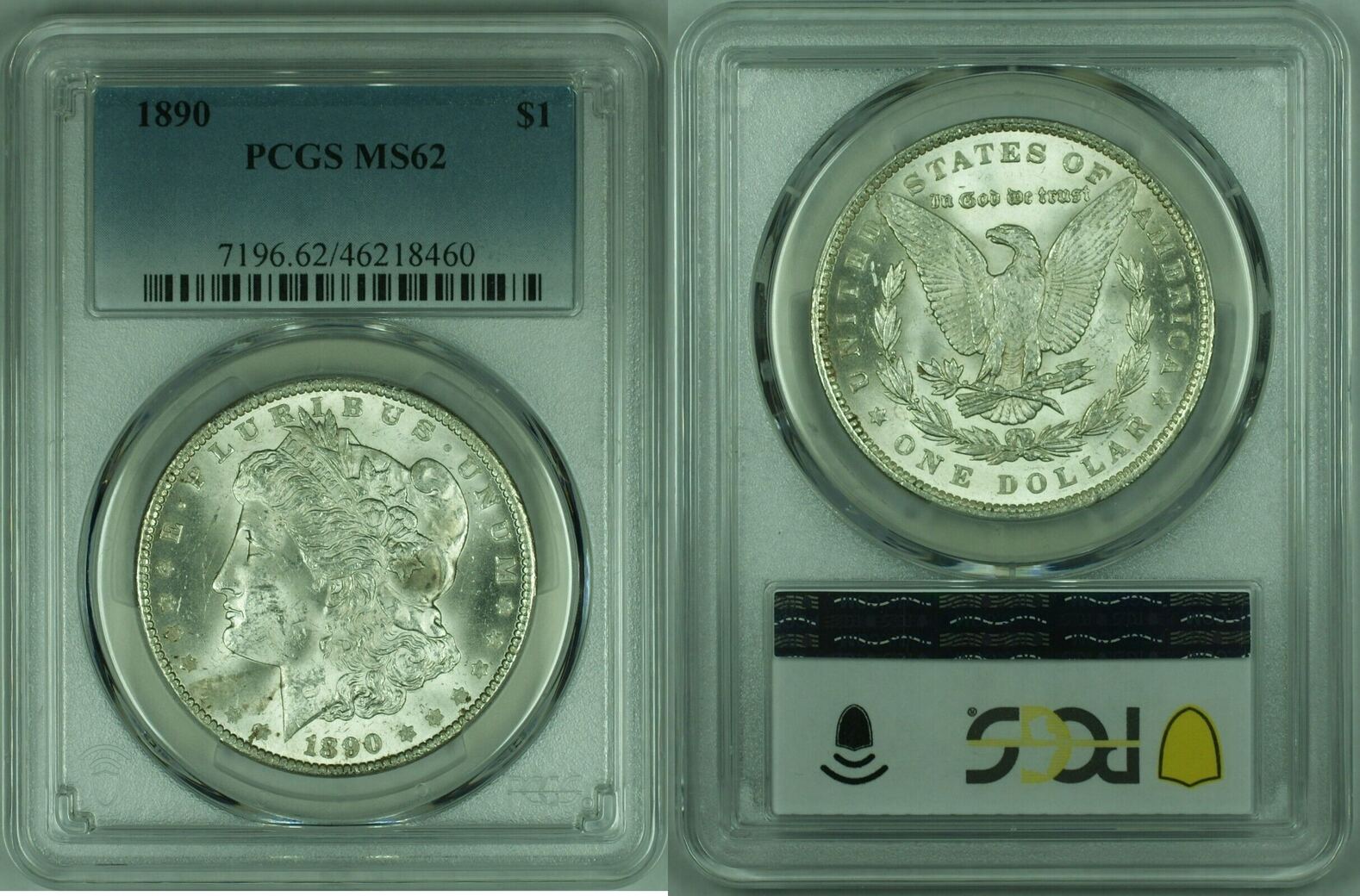 Dollar 1890 Morgan Silver Pcgs Ms-62 (25) 