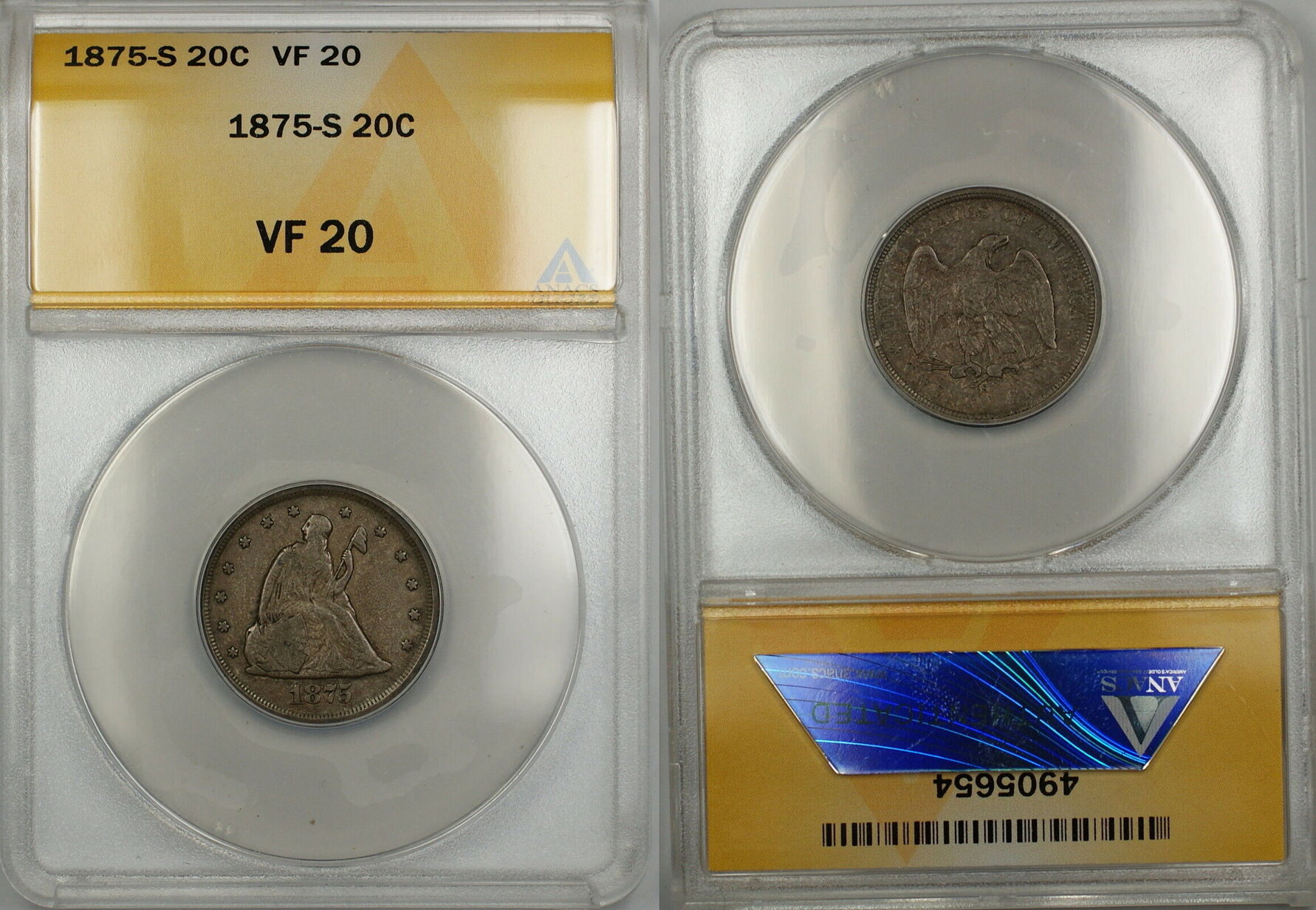 Usa S Seated Liberty Silver C Coin Anacs Vf Prx Ma Shops