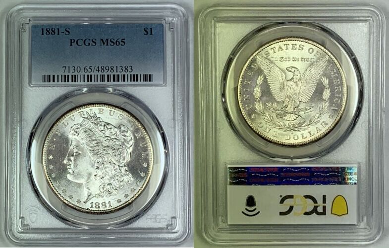 USA 1 Dollar 1881 S Morgan Silver Coin PCGS MS 65 7 B