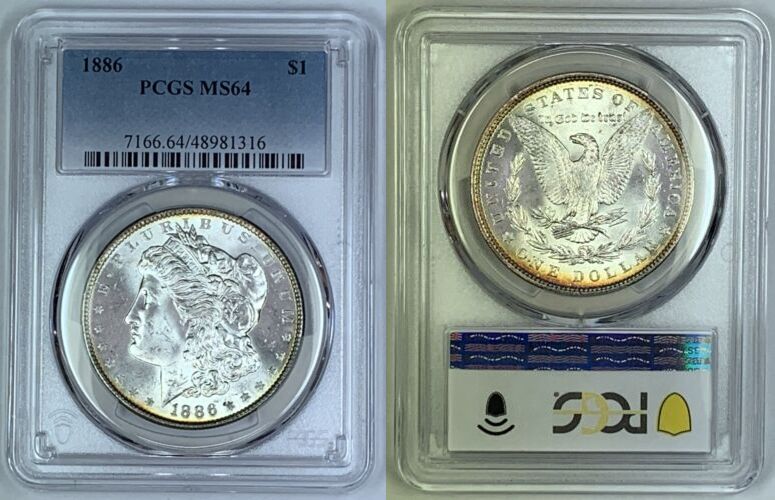 USA 1 Dollar 1886 Morgan Silver Coin PCGS MS 64 7 B