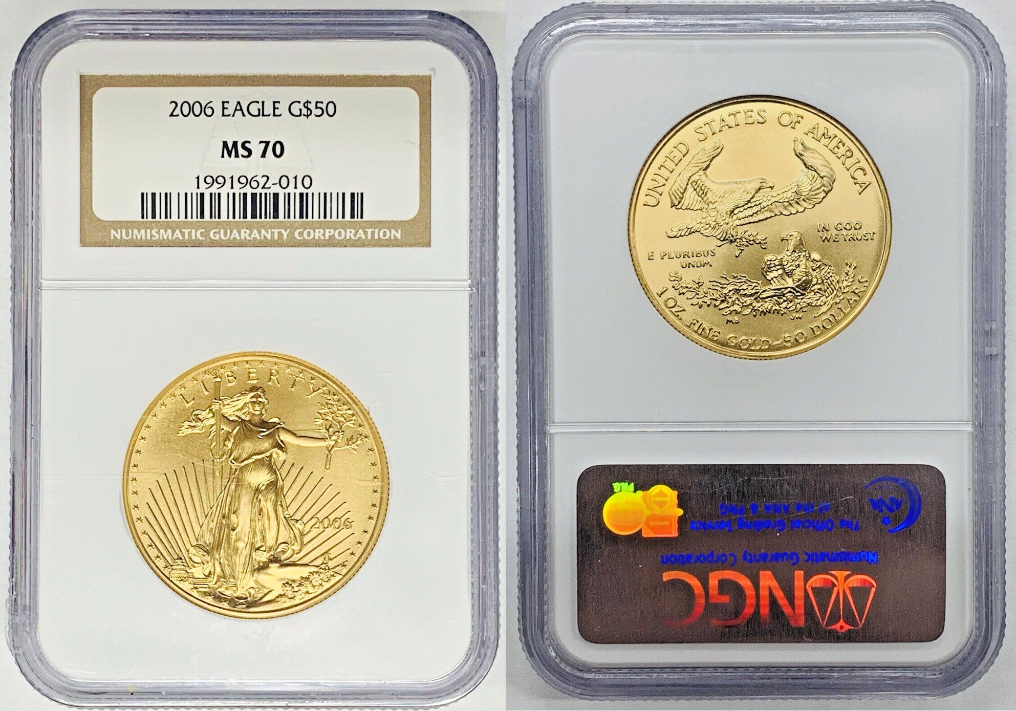 USA 50 American Gold Eagle 2006 Coin 1 OZ Fine Gold NGC MS 70