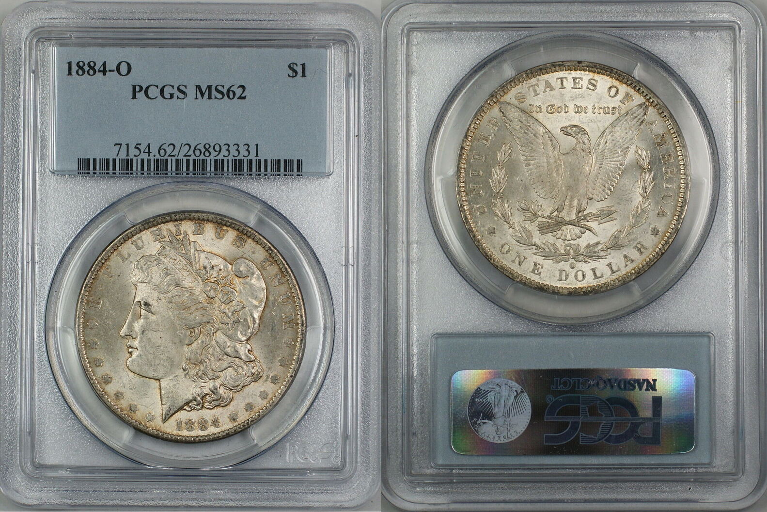 USA $1 Coin 1884-O Morgan Silver Dollar PCGS MS-62 Toned (2H)