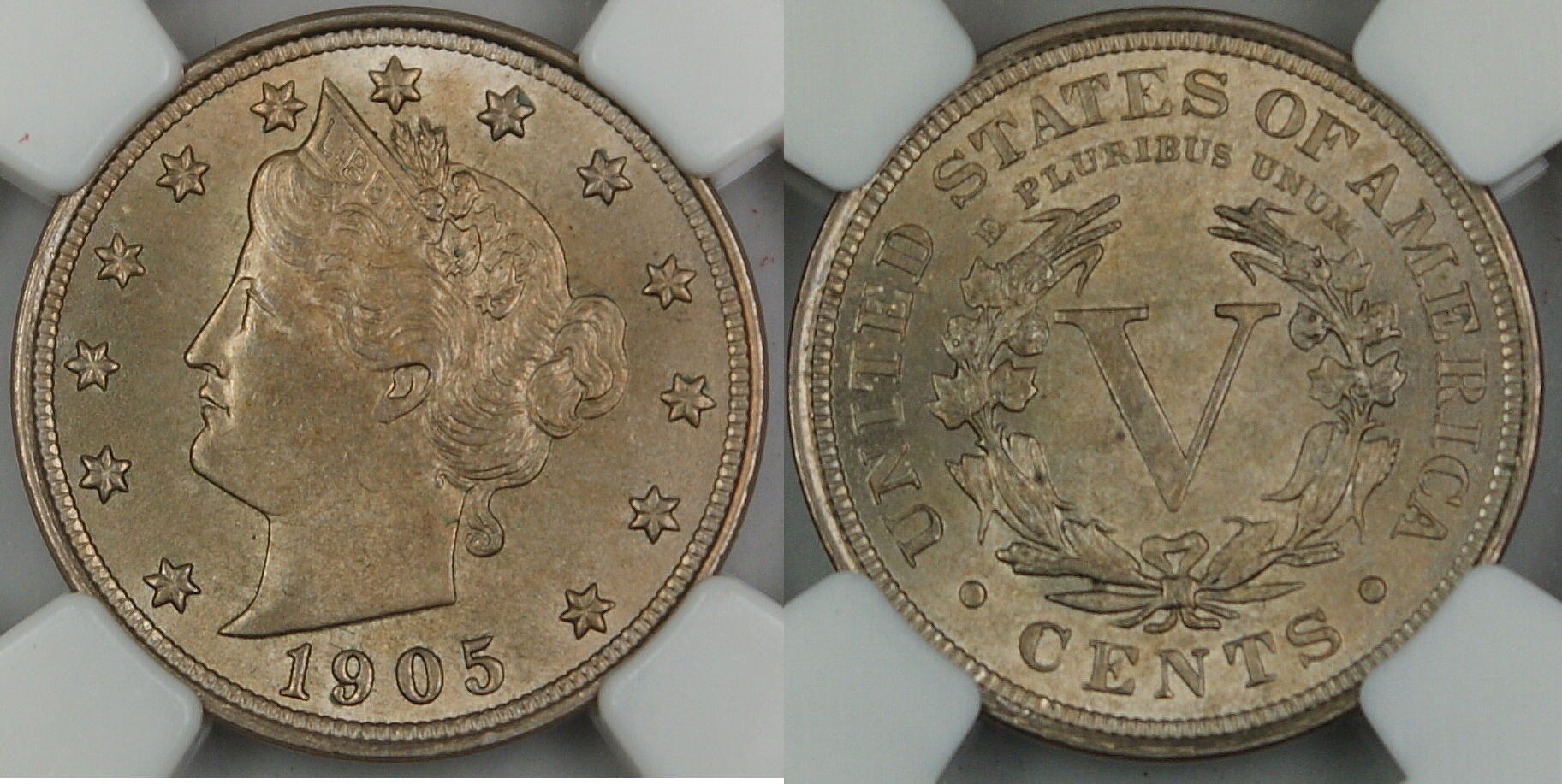 1905 Liberty Nickel V With Cents Great Toning In Capsule 5 outlet Cents Liberty Head Nickel Extra Fine Liberty V Nickel Beautiful Toning USA 5 Cent