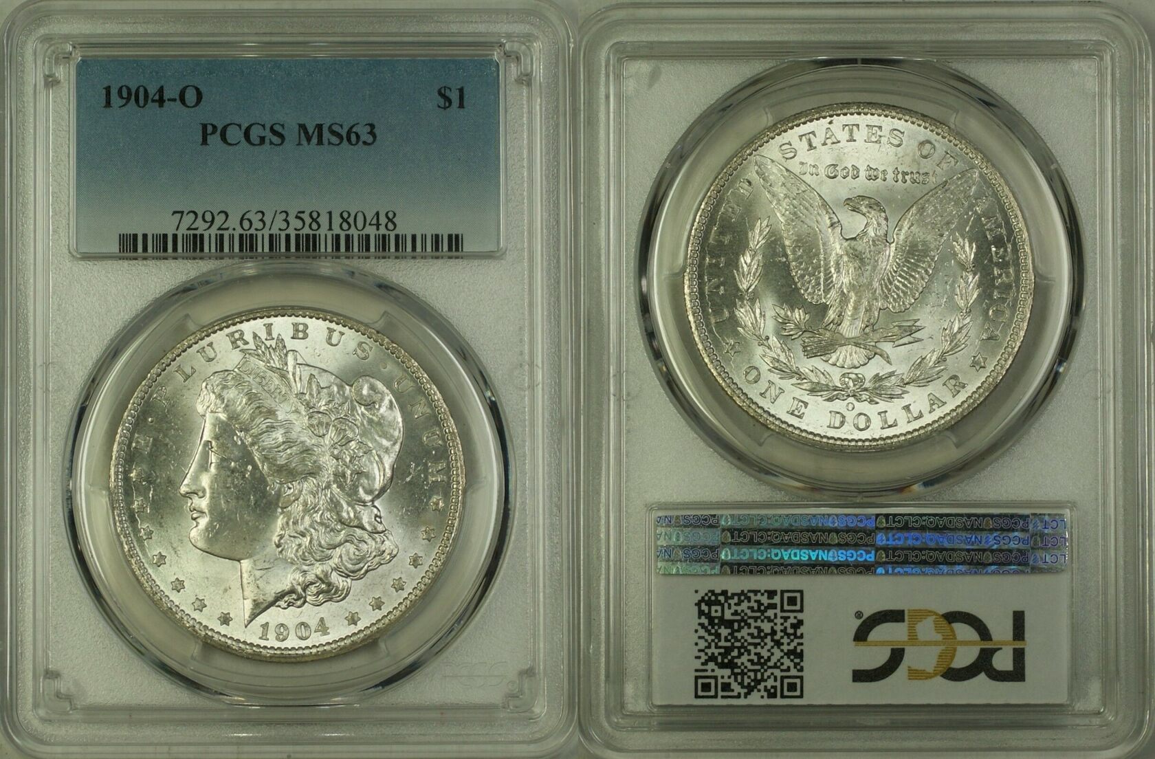 $1 Coin 1904-O Morgan Silver Dollar PCGS MS-63 (17L) | MA-Shops