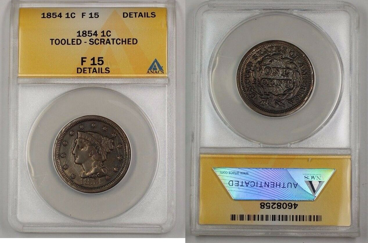 1854 Braided Hair Large Cent 