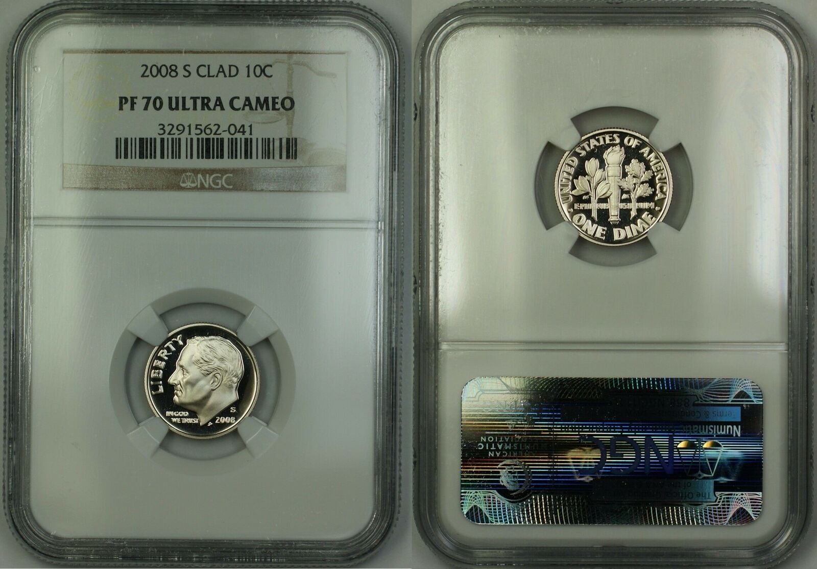 2008-S ROOSEVELT SILVER PROOF DIME 10c NGC PF70 ULTRA CAMEO 