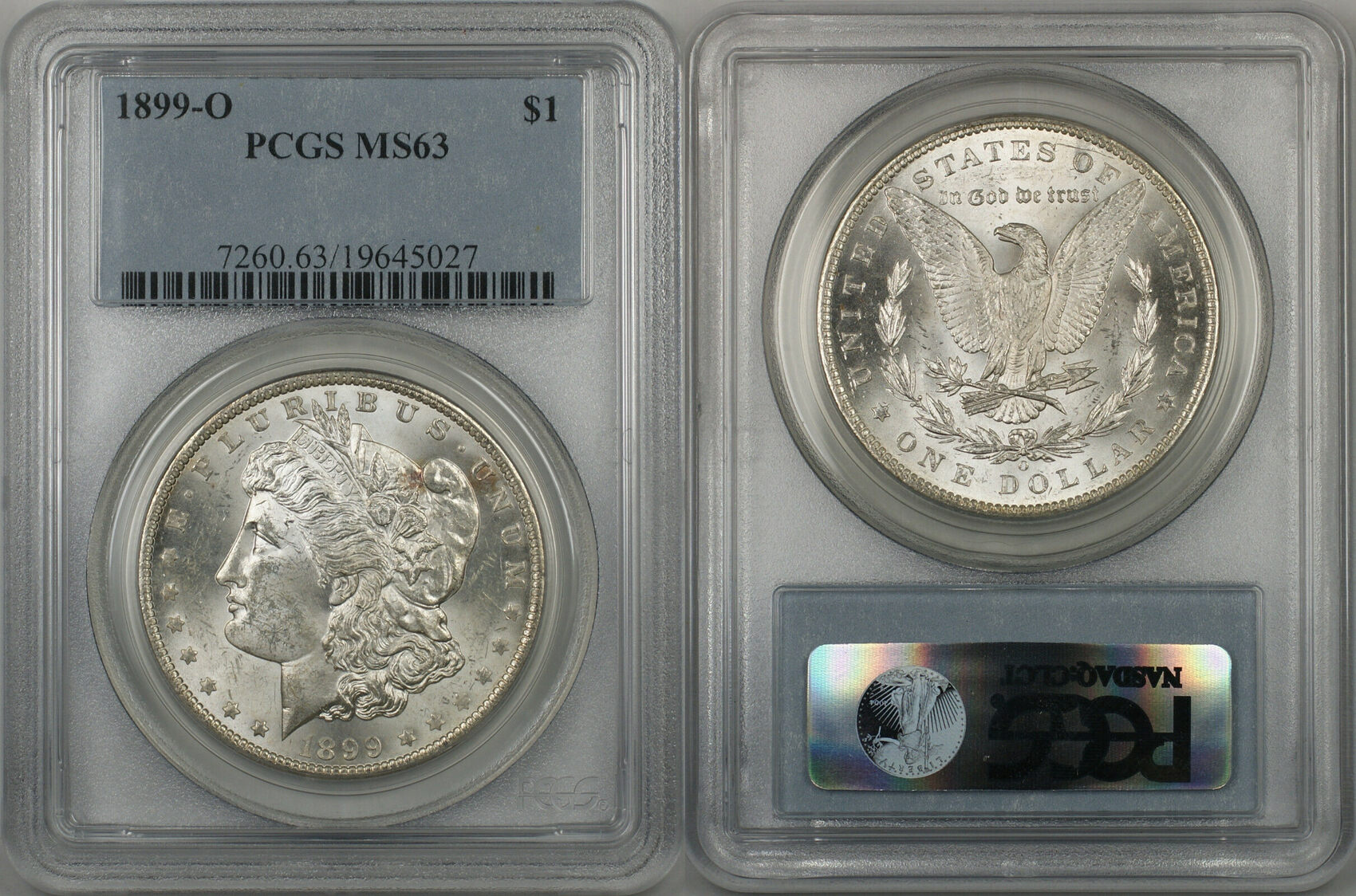 $1 Coin 1899-O Morgan Silver Dollar PCGS MS-63 Better Coin (BR-24