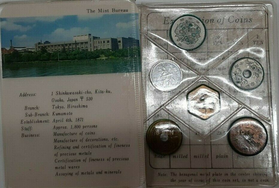 1976 Japan Ministry of Finance 5 Coin Set In Plastic Folder