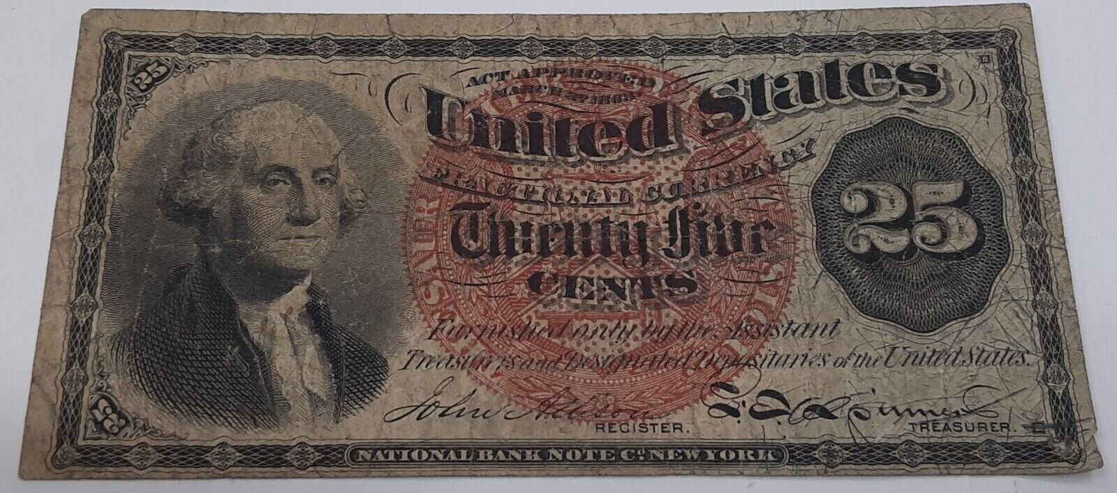 Banknoten 25 Cent 1307 4th Issue Fractional Currency Note Banknoten 25 Cent 1307 4th Issue Fractional Currency Note