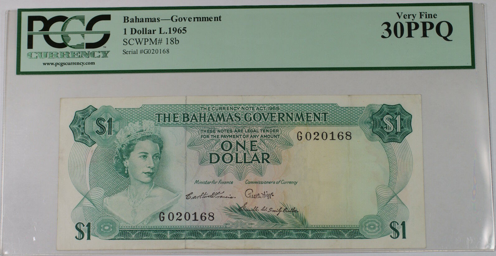 1965 Bahamas One dollar Pick 18A VF $5.25 with free shipping - For Sale,  Buy Now Online - Item #596863