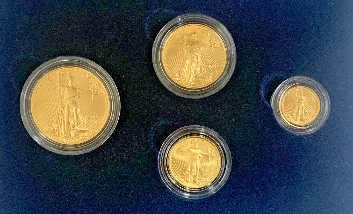 2007-W American Gold Eagle Burnished Uncirculated 4 Coin Set, Box