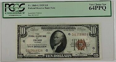 1929 $ 1929 $10 Ten Dollar Chicago FRBN Note PCGS Very Choice New