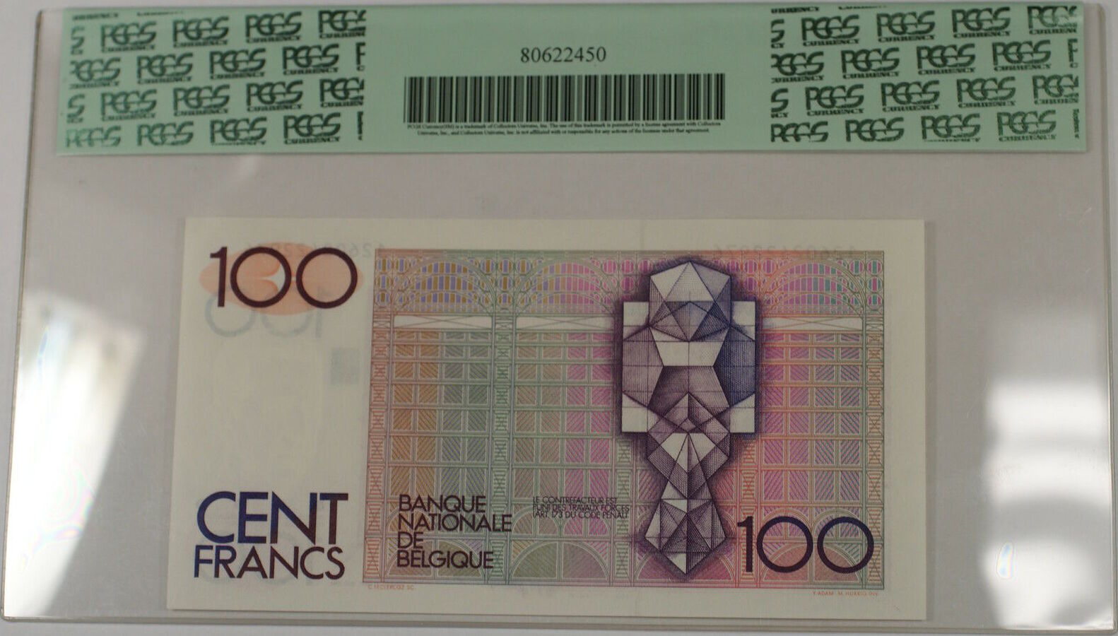 100 Francs 1978-81 Belgium Note SCWPM# 140a PCGS 67 PPQ Superb Gem