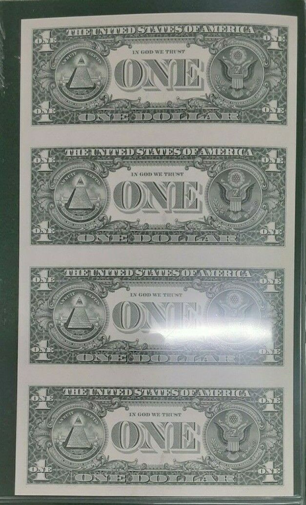 Banknoten 1 Dollar 2006 Series 4 Subject $ FRN's Low S/N Dallas District  Currency Sheet CU Crisp Uncirculated