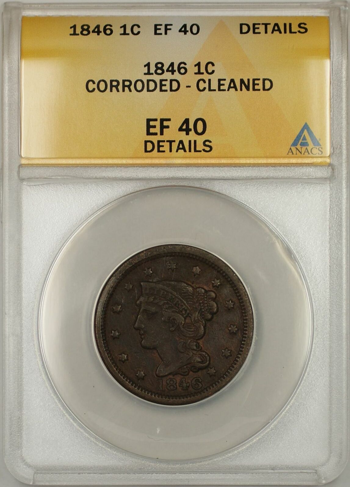 1857 Coronet Braided Hair Large Cent