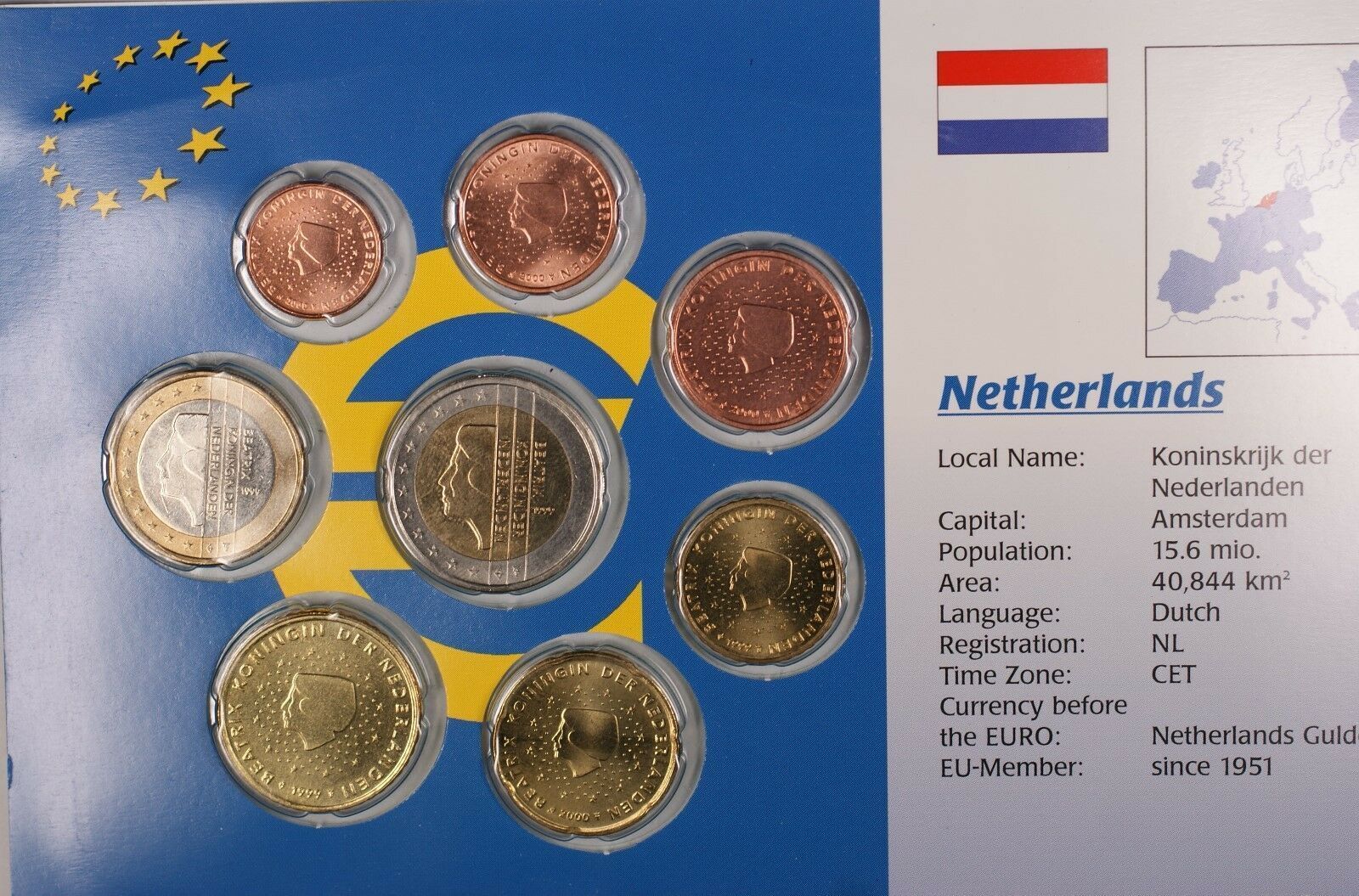 Weltmünzen Netherlands Euro Uncirculated 8 Coin Set Mixed Dates 1999-2002  Gem BU Coins. Including 2 Euros, 1 Euro, 50 Cents, 20 Cents, 10 Cents, 5  Cents, and 1 Cent.