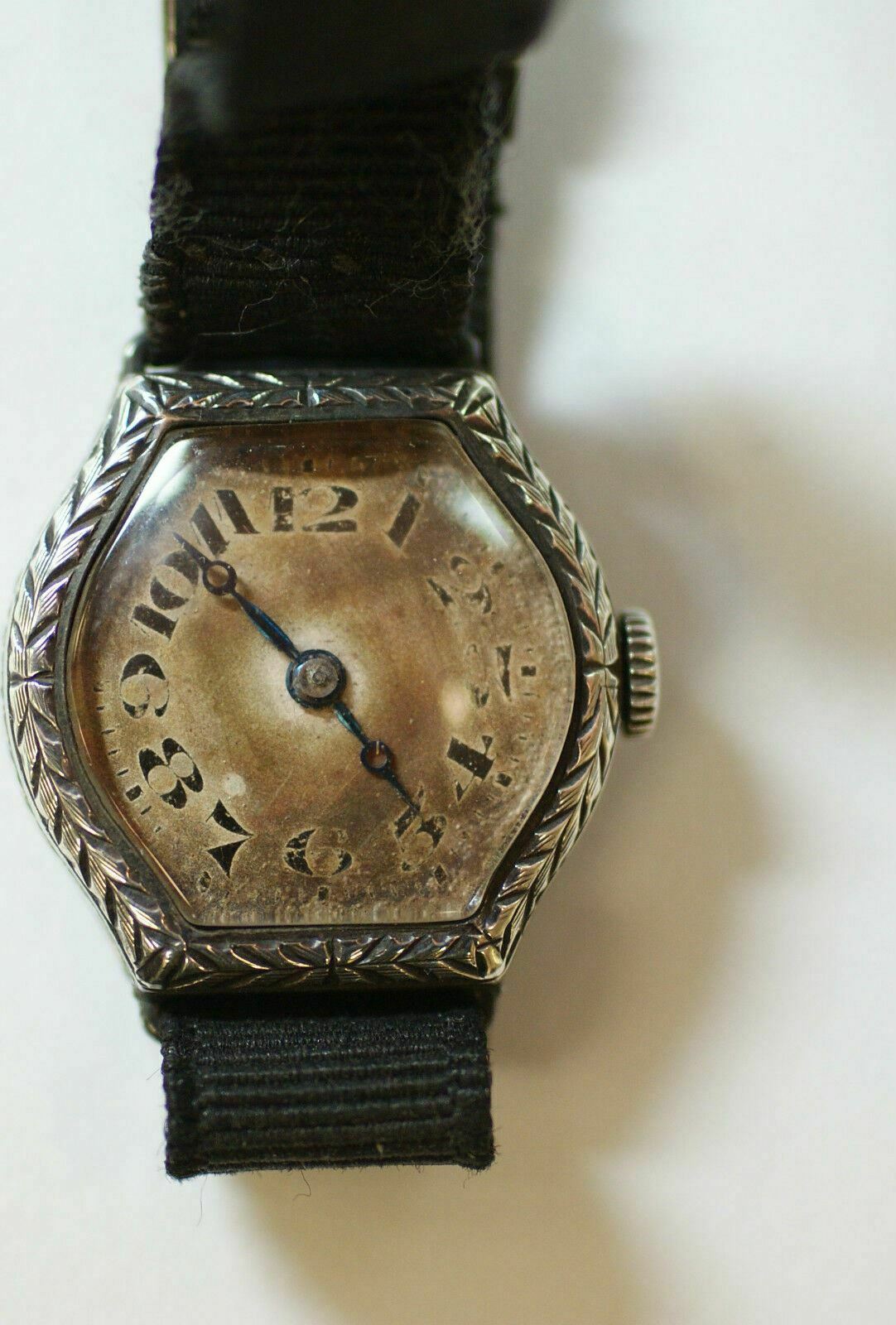 Schmuck Uhren Sterling Antique Silver Gruen Watch Cartouche in