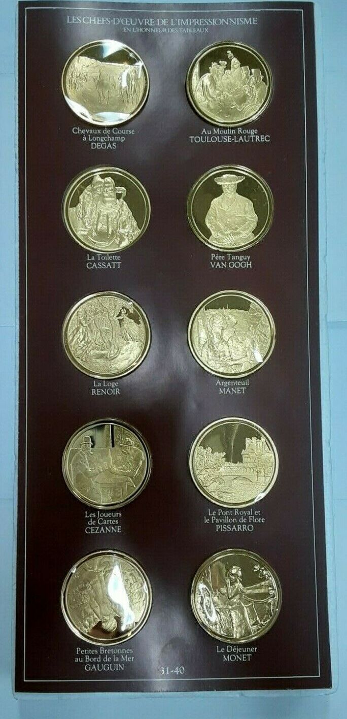 Exonumia Centennial of Impressionism Set - 30 Gold Plated .925