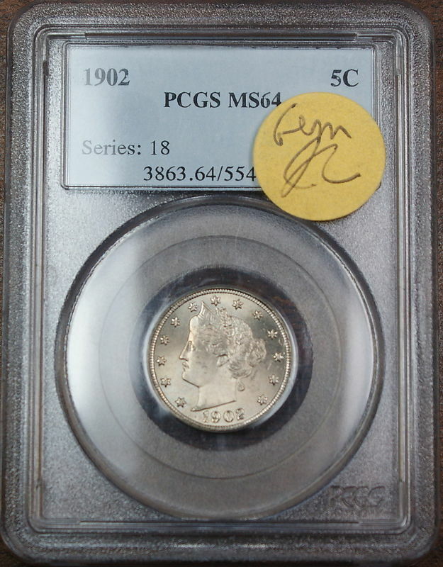 1902 Liberty V Nickel Coin PCGS MS-64 Looks Gem Full Strike EP