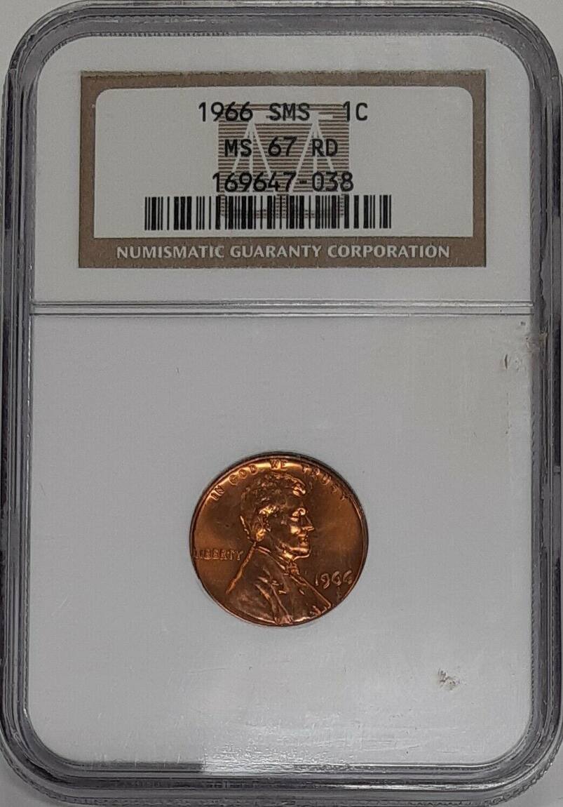 USA Lincoln Cent 1966 SMS 1c NGC MS-67 RD NGC MS-67 RD SMS | MA-Shops