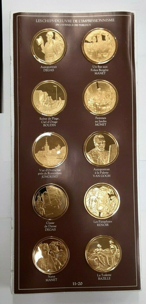 Exonumia Centennial of Impressionism Set - 30 Gold Plated .925