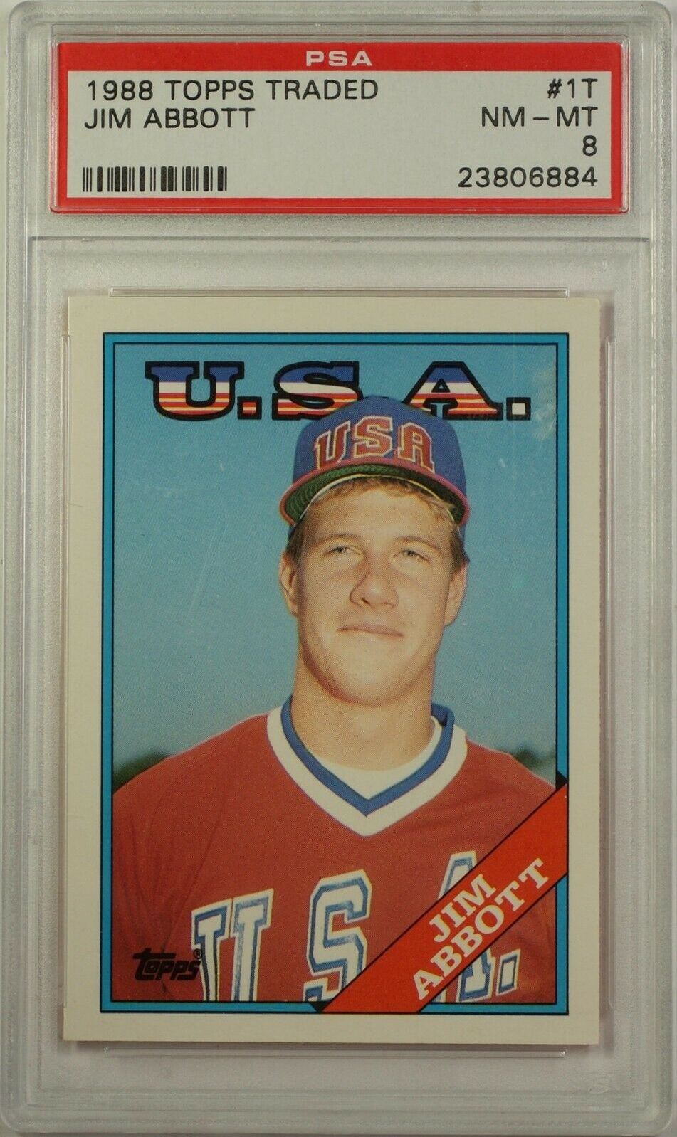 1988 Topps Traded Jim Abbott USA National Team Baseball Card #1T PSA NM-MT  8 CK PSA NM-MT 8 #1T