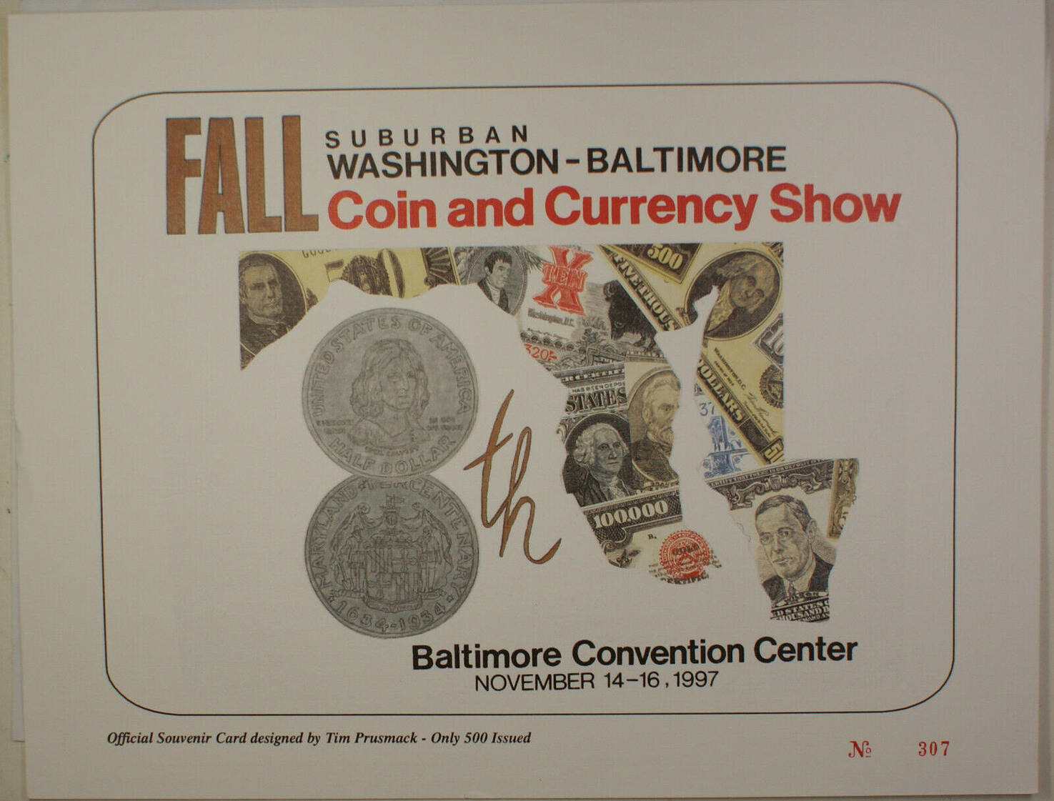 1997 November 8th Fall Washington Baltimore Coin and Currency Show