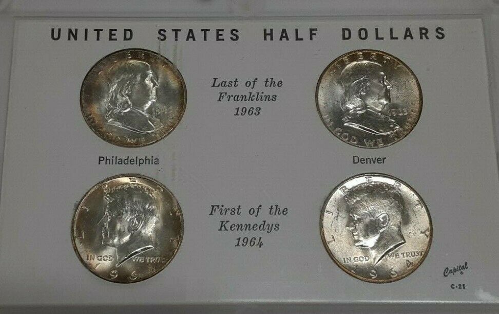 SILVER KENNEDY HALF DOLLAR  IN CAPITAL HOLDER 1964 U.S