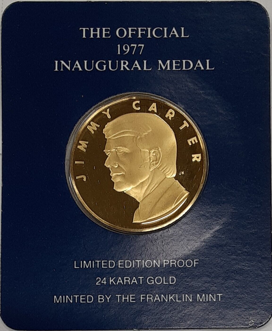 Exonumia Medal 1977 Jimmy Carter Official Inaugural 24 kt Gold Gem