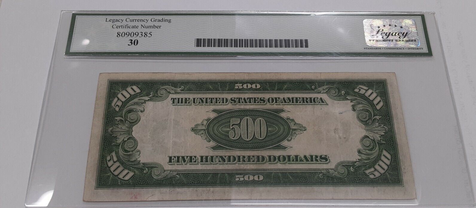 Dollar 1934-A $500 Five Hundred Bill *Mule* FRN Fr. 2202m-G Legacy VF-30  Legacy Currency Grading VF-30