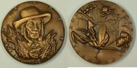 Exonumia Bronze Large Medal For J H Fabre Father of Entomology A Galtie Darker Finish i -