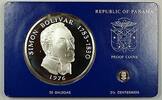 Weltmünzen 20 Balboa Panama Simon Bolivar 2 Pc .925 Silver Proof Coin Set w/Box & COA -