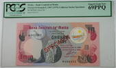 Banknoten 10 Liri L.1967(1979) Malta /10P Specimen SCWPM#36a-CS1 PCGS 69 PPQ Superb Gem New -