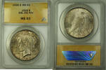 USA Dollar Peace Silver ANACS MS-63 DOUBLE DIE REVERSE DDR Toned *Better* JMX -