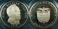 Weltmünzen 20 Balboas Panama Simon Bolivar Proof Silver Commemorative Coin-w/Box -